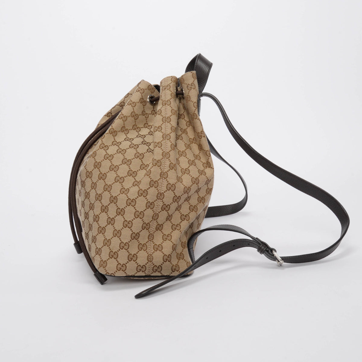 Gucci Beige GG Canvas Drawstring Backpack
