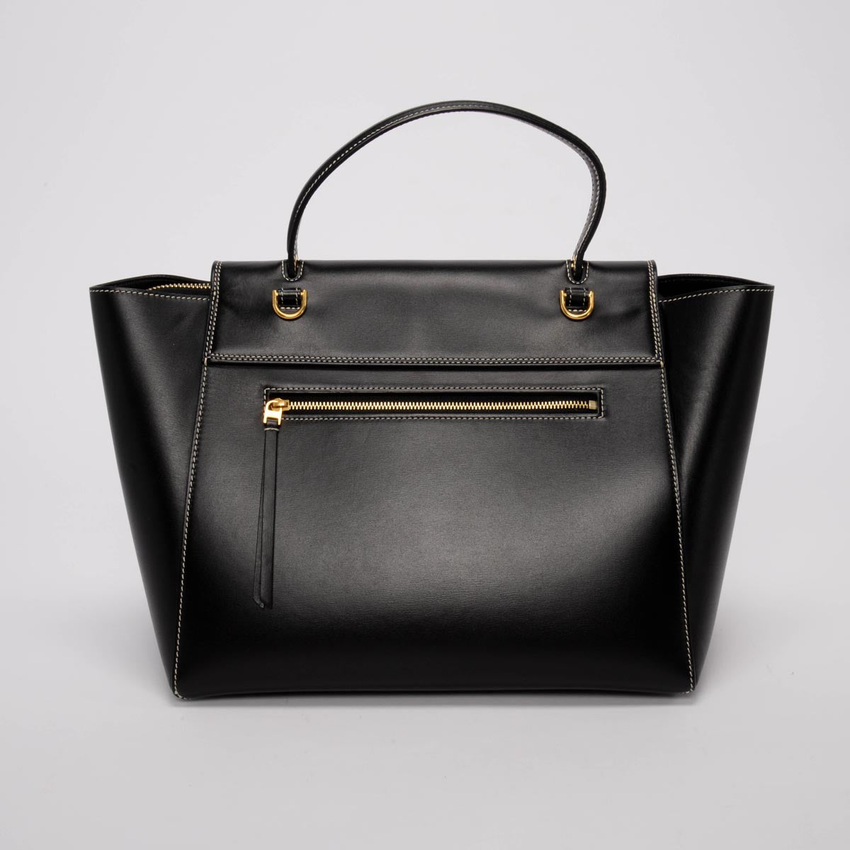 Celine Black Smooth Calfskin Double Stitching Mini Belt Bag