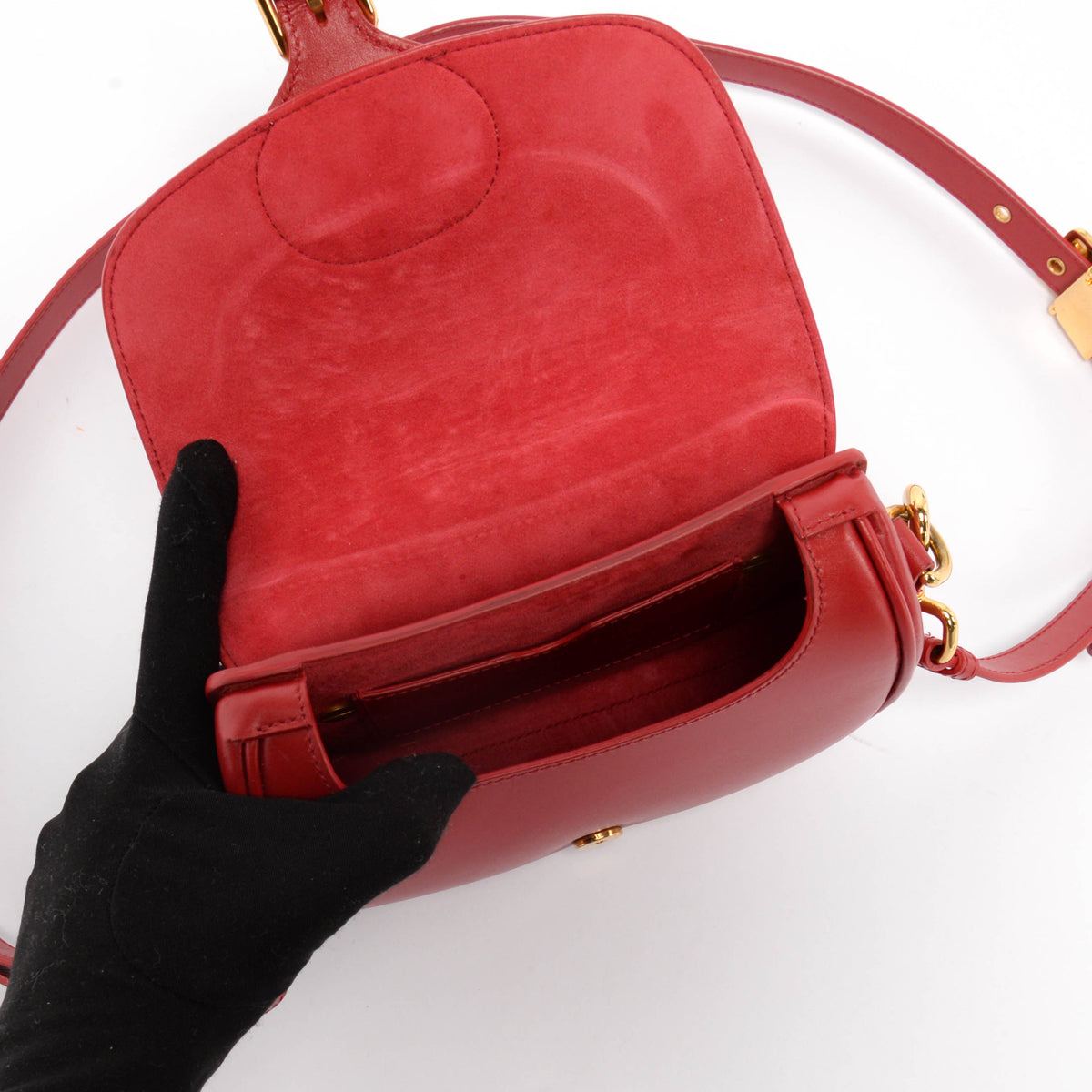 Dior Cherry Red Box Calfskin Small Dior Bobby Bag