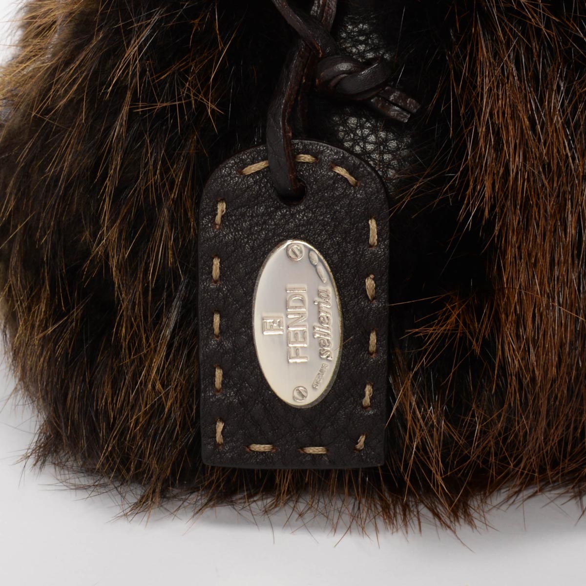 Fendi Brown Fur Selleria Adele 1328 Bag