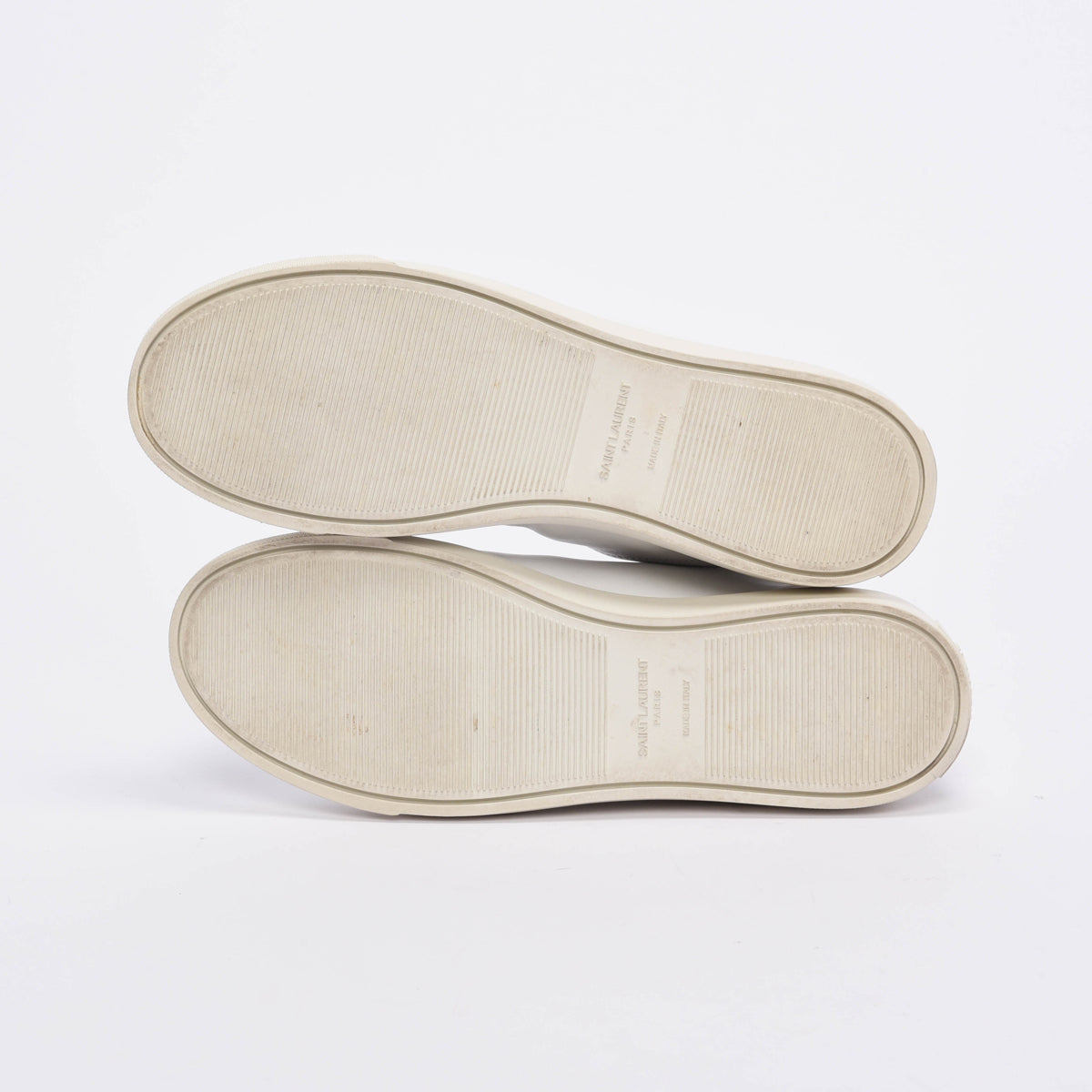 Saint Laurent White & Bronze Leather Andy Sneakers 39