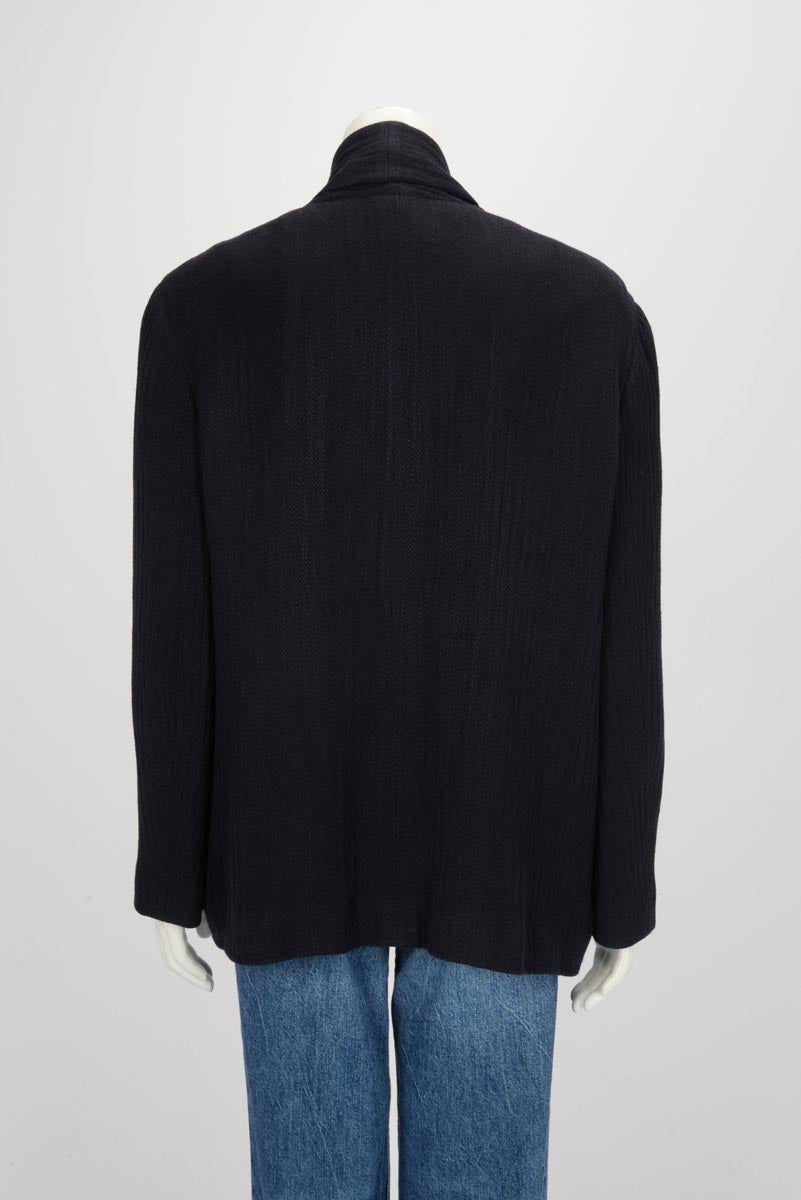 Chanel Navy Herringbone Four-Pocket Open Jacket FR 46