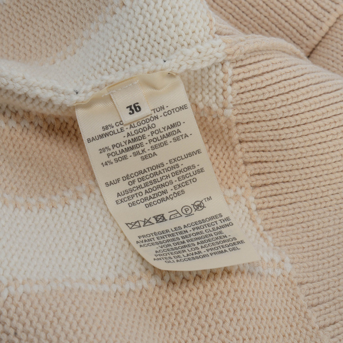 Hermes Blanc Nature Knit Candy Libris Cardigan FR 36