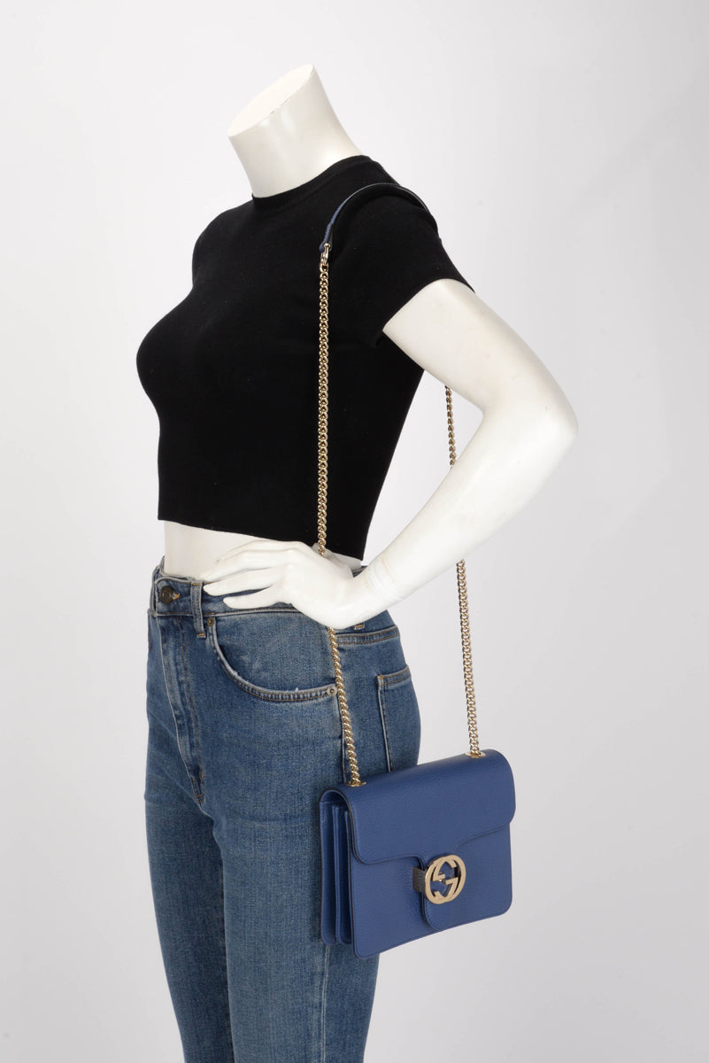 Gucci Caspian Blue Dollar Calfskin Interlocking G Bag