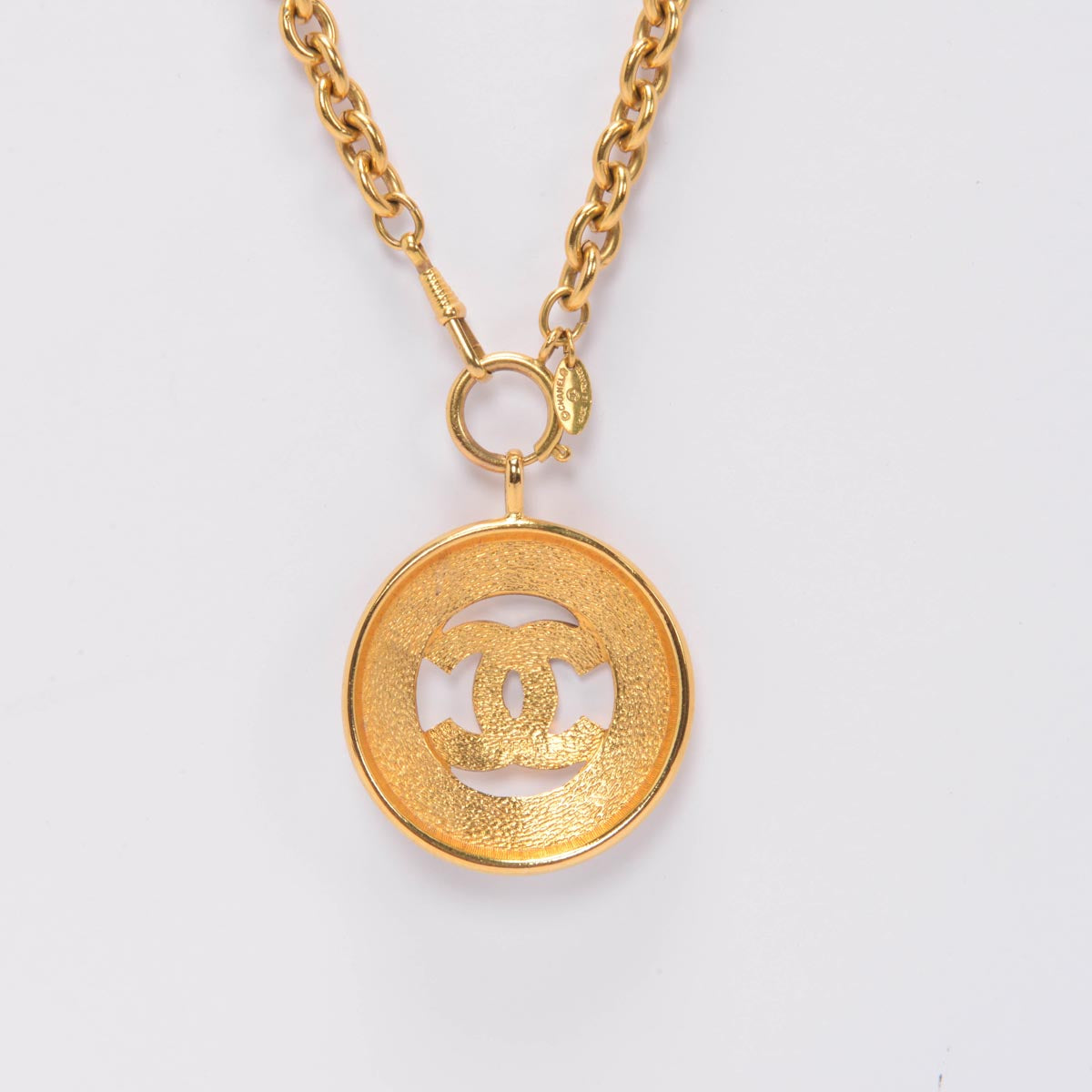 Chanel Vintage Gold Sunburst CC Medallion Necklace