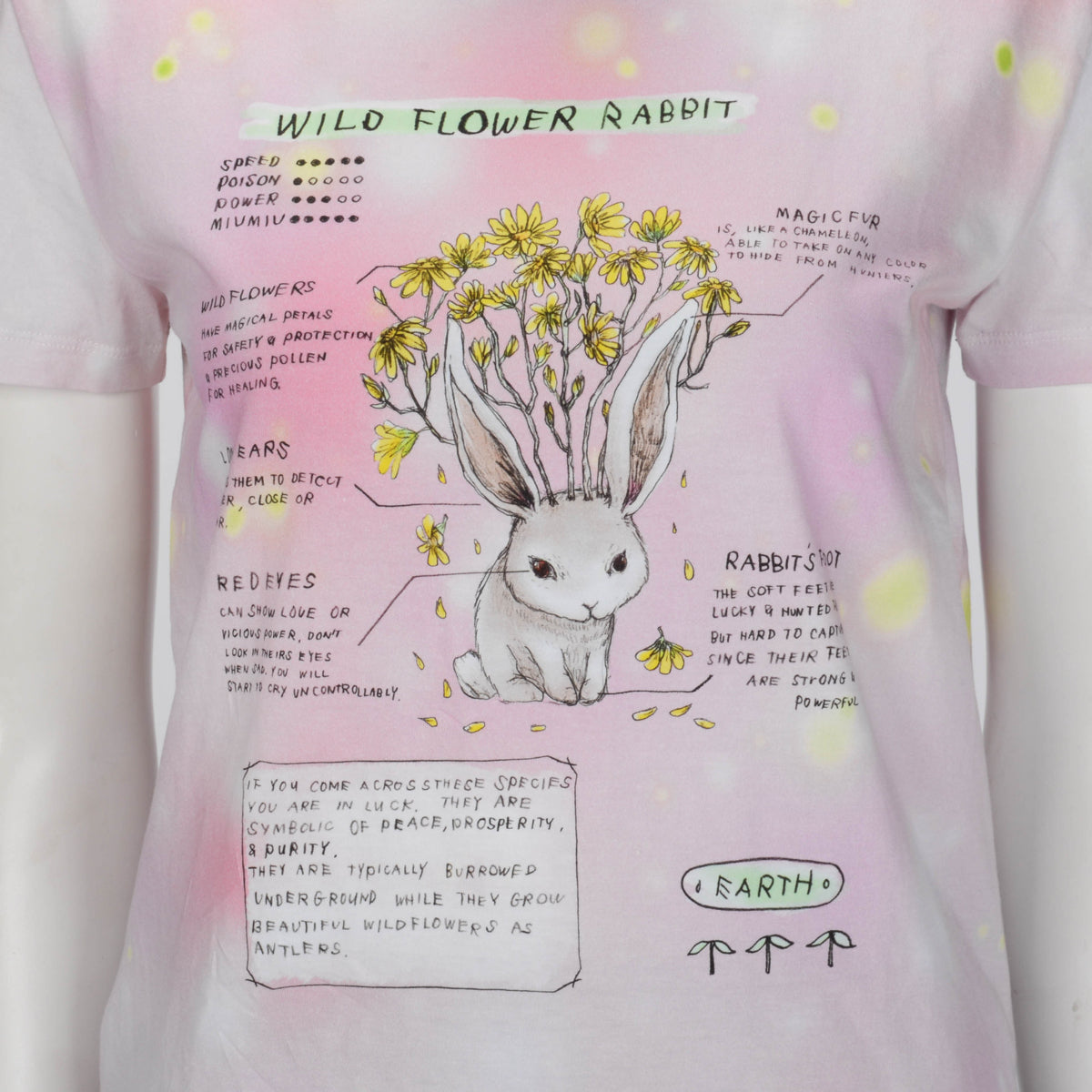 Miu Miu Pink Cotton Wild Flower Rabbit Print T-Shirt S