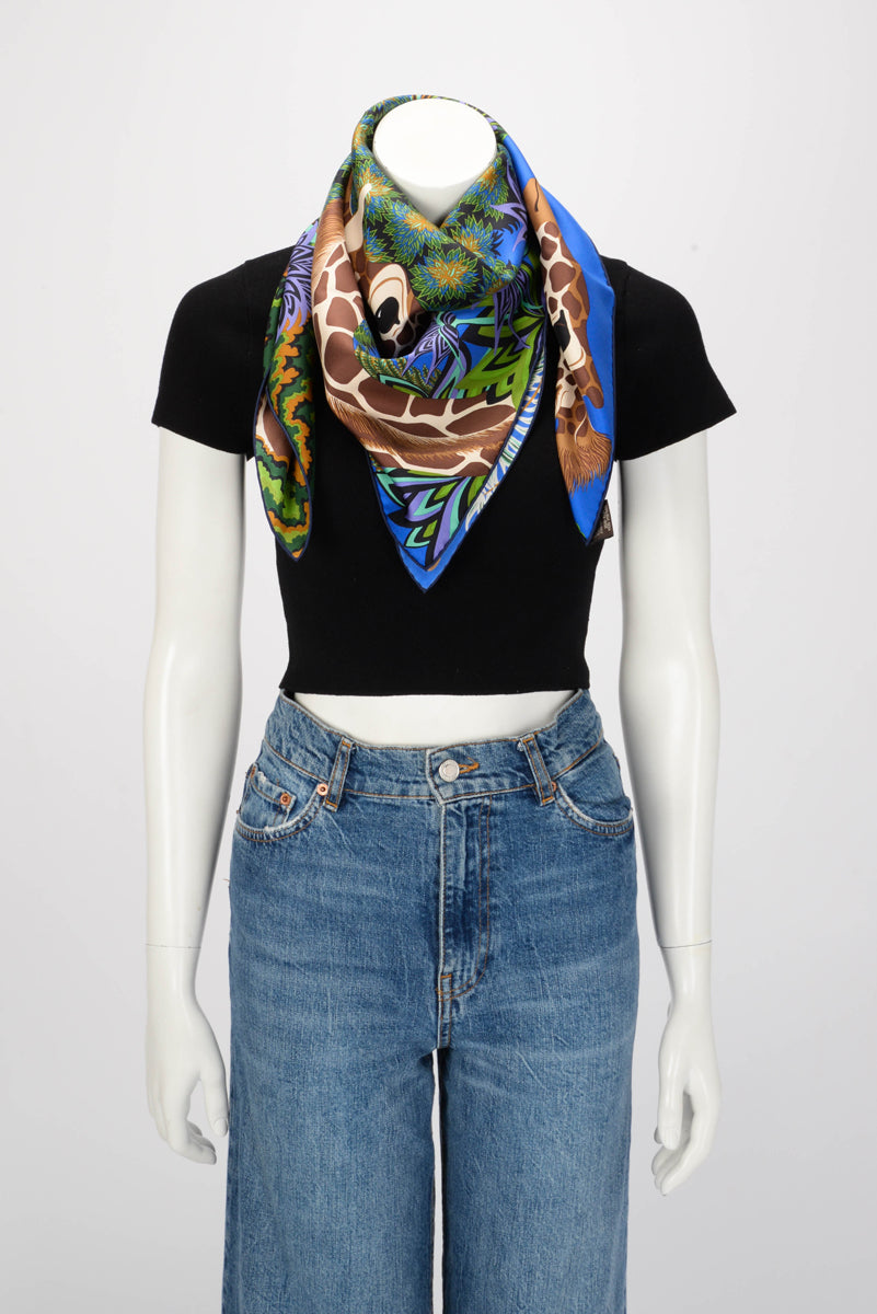 Hermes Bleu Silk The Three Graces Scarf