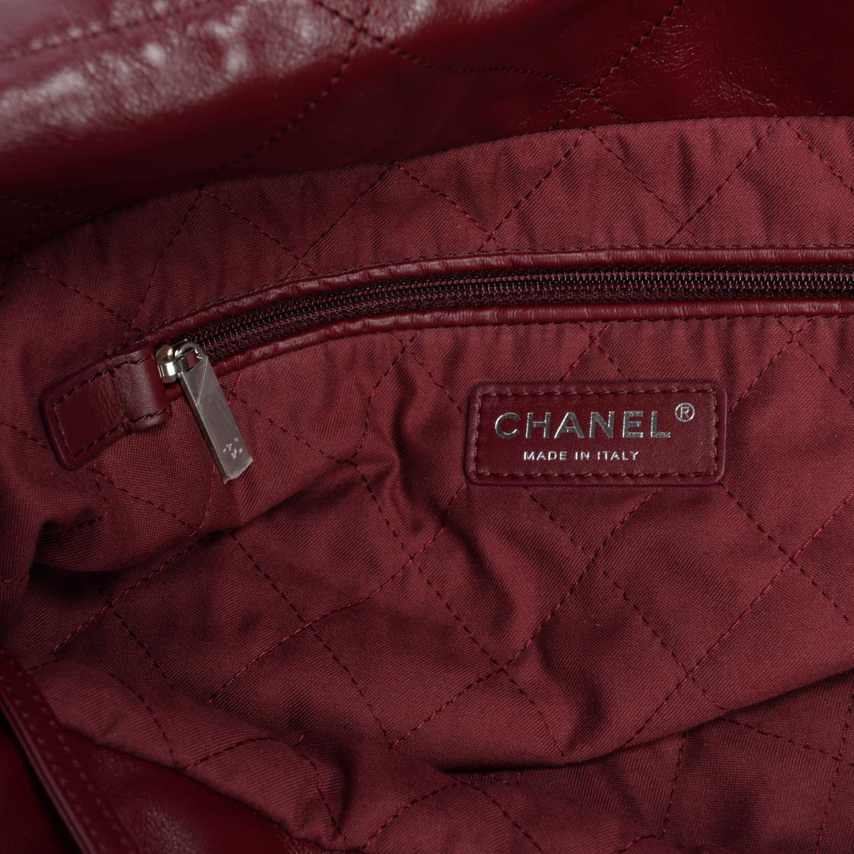 Chanel Burgundy Shiny Calfskin Medium 22 Bag