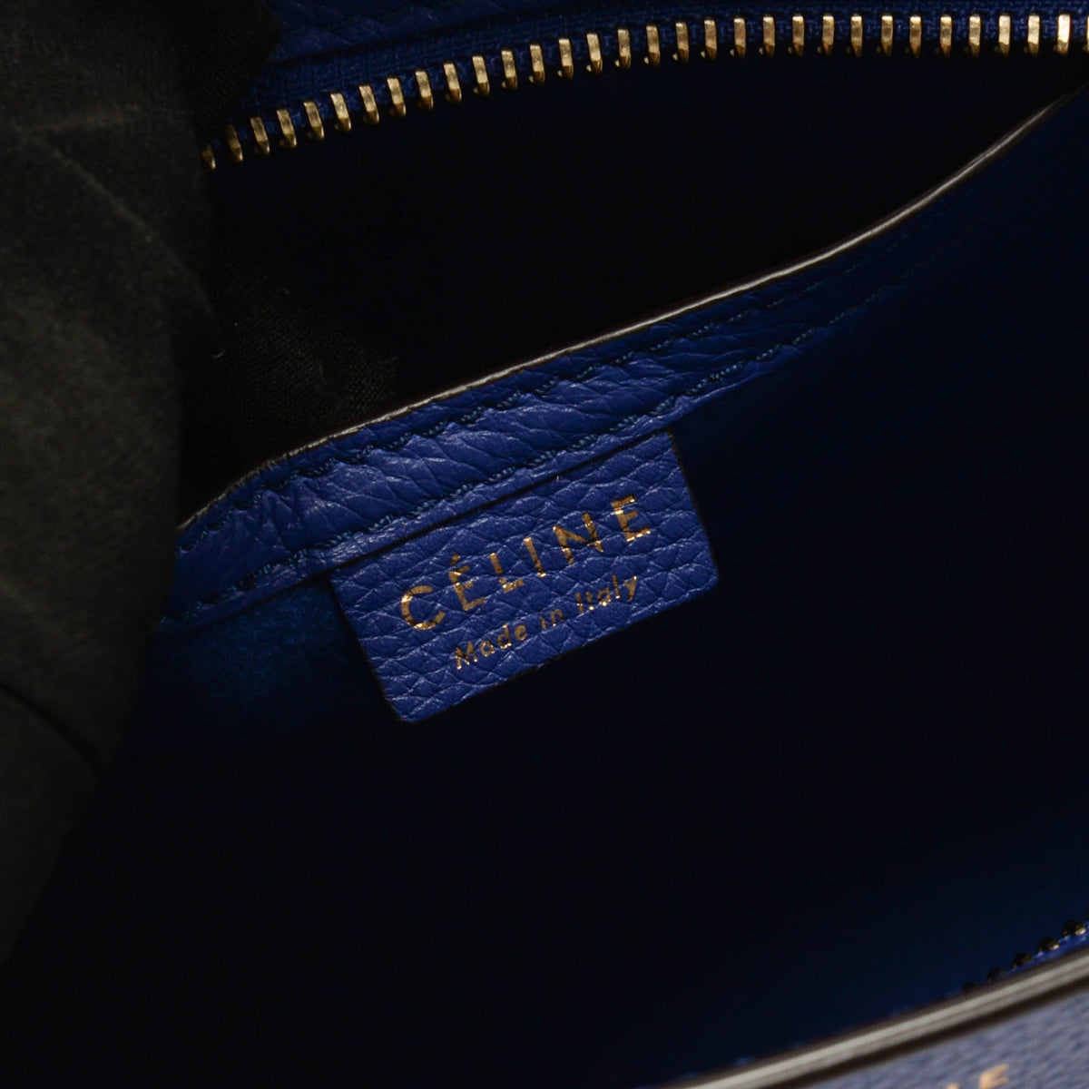 Celine Indigo Drummed Calfskin Micro Luggage Mini Bag