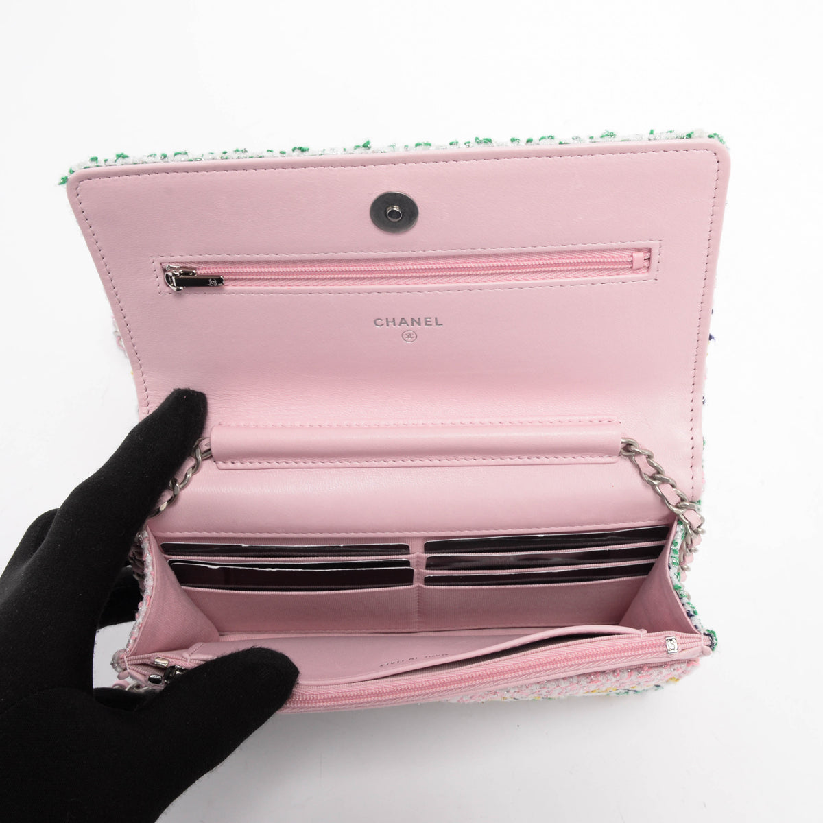 Chanel Pastel Quilted Tweed Classic Wallet On Chain Mini Bag