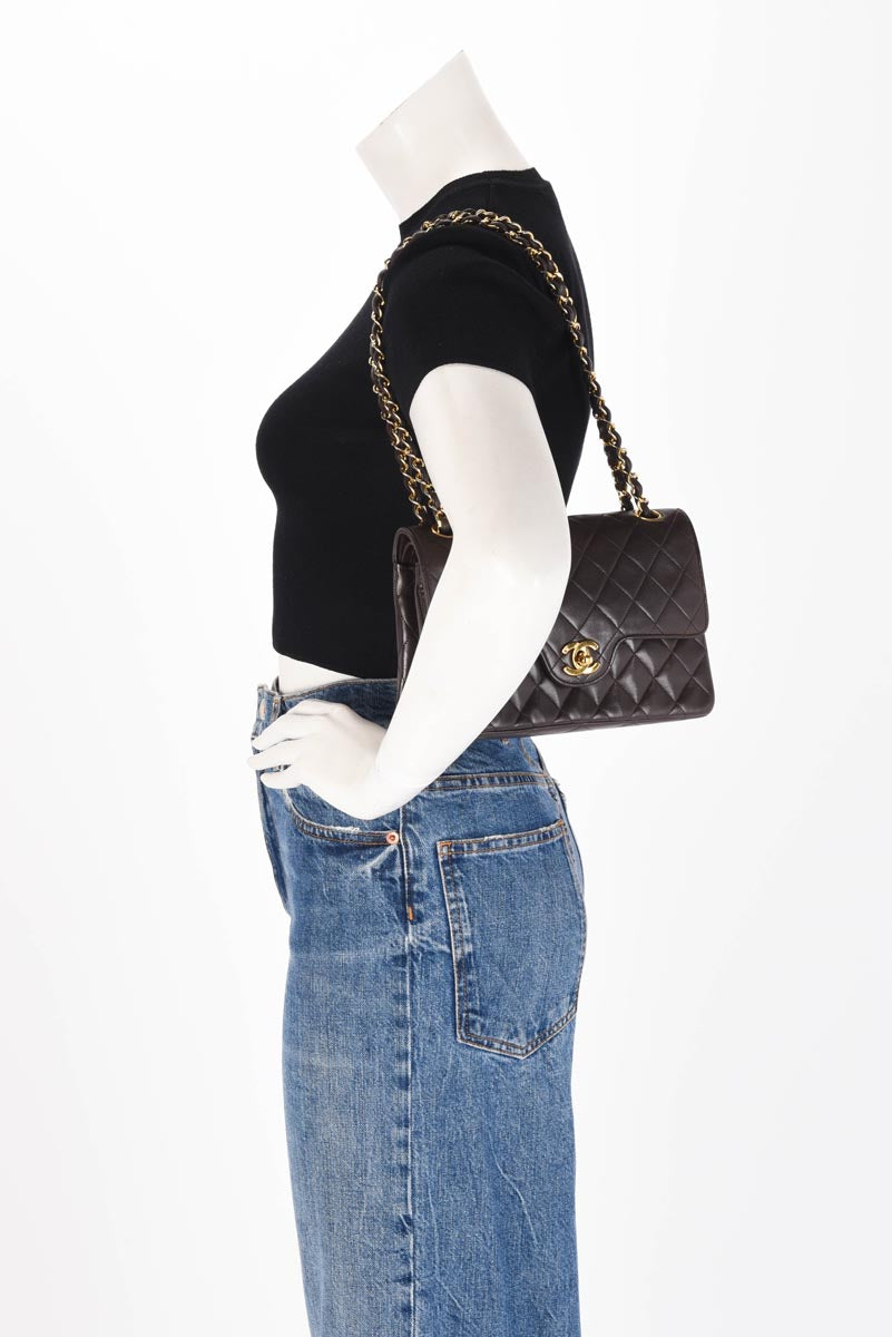 Chanel Vintage Brown Quilted Lambskin Small Flap Bag