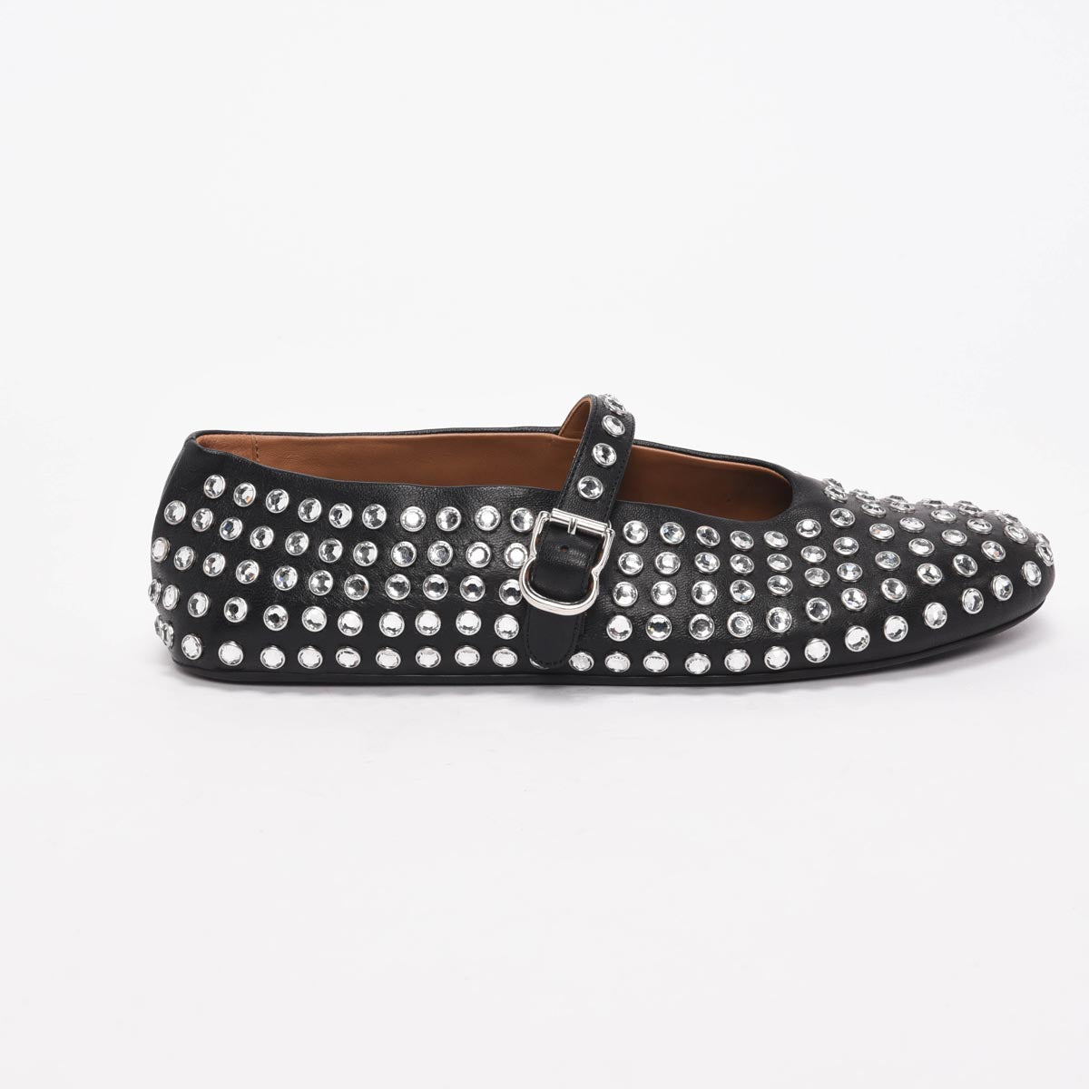 Alaia Black Crystal Embellished Lambskin Ballet Flats 41