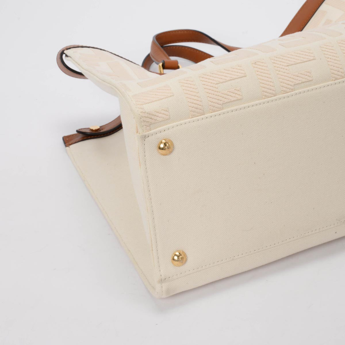 Fendi Cream FF Embroidered Canvas Medium Peekaboo X-Tote Tote