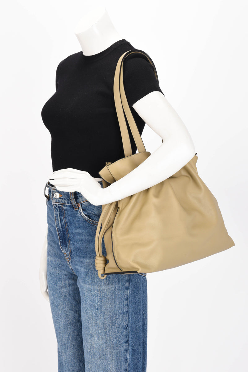 Loewe Clay Green Nappa Calfskin Large Flamenco Clutch