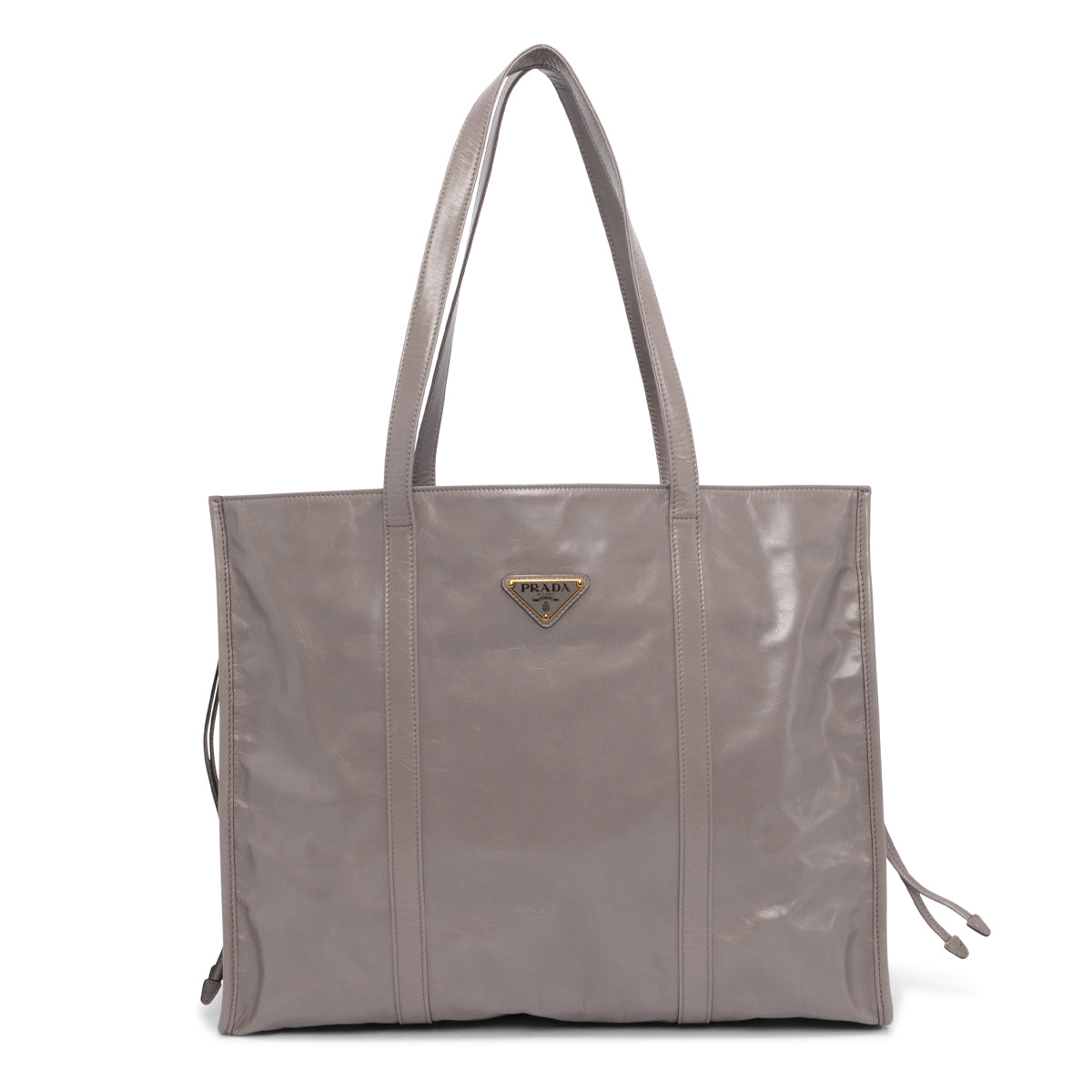 Prada Pewter Antique Nappa Leather Large Tote