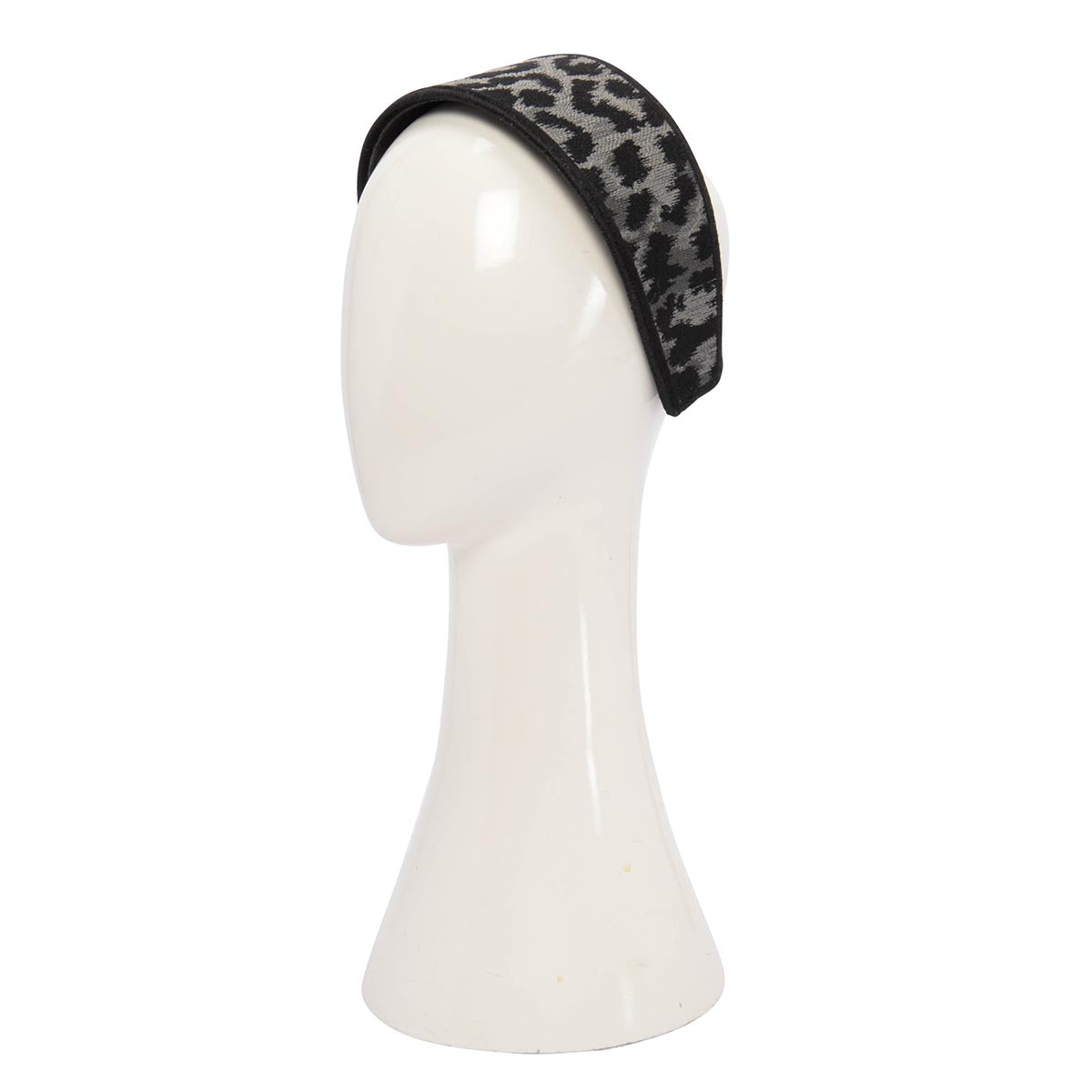 Dior Elegant Large Gray and Black Leopard Headband Dior Grey Embroidered Canvas Leopard Headband main image 4