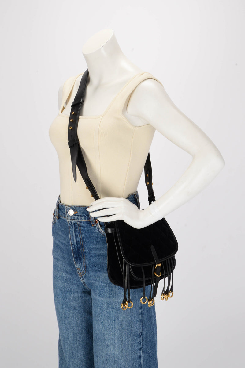 Prada Black Quilted Velvet Velluto Impuntu Corsaire Bag