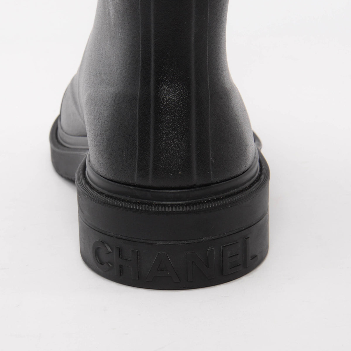 Chanel Black Rubber CC Rain Boots 40