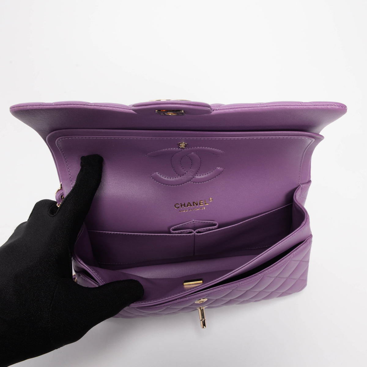 Chanel Purple Quilted Lambskin Medium Classic Flap Bag