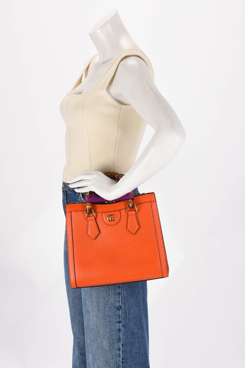 Gucci Orange Grained Leather Medium Diana Bag