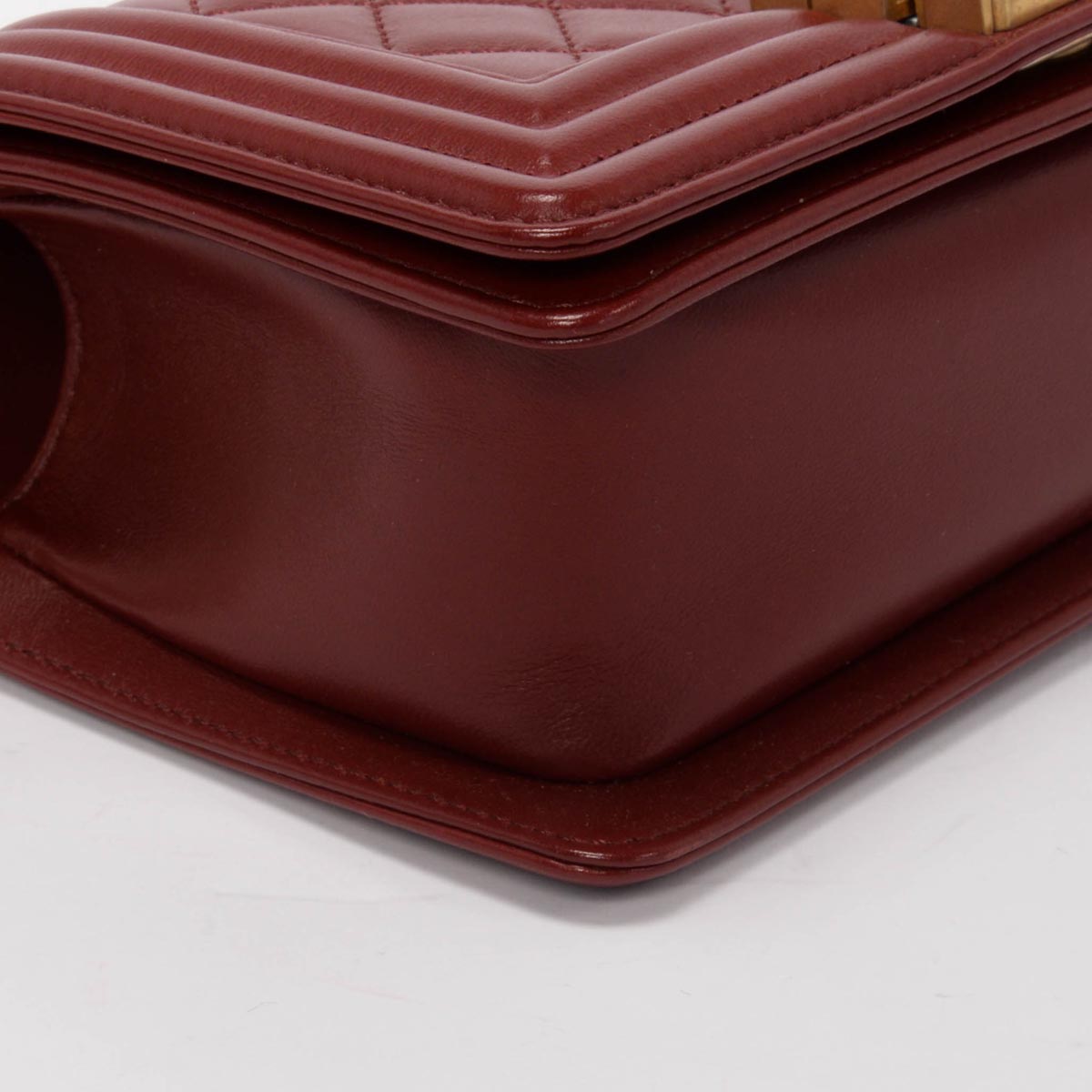 Chanel Burgundy Quilted Lambskin Small Boy Bag