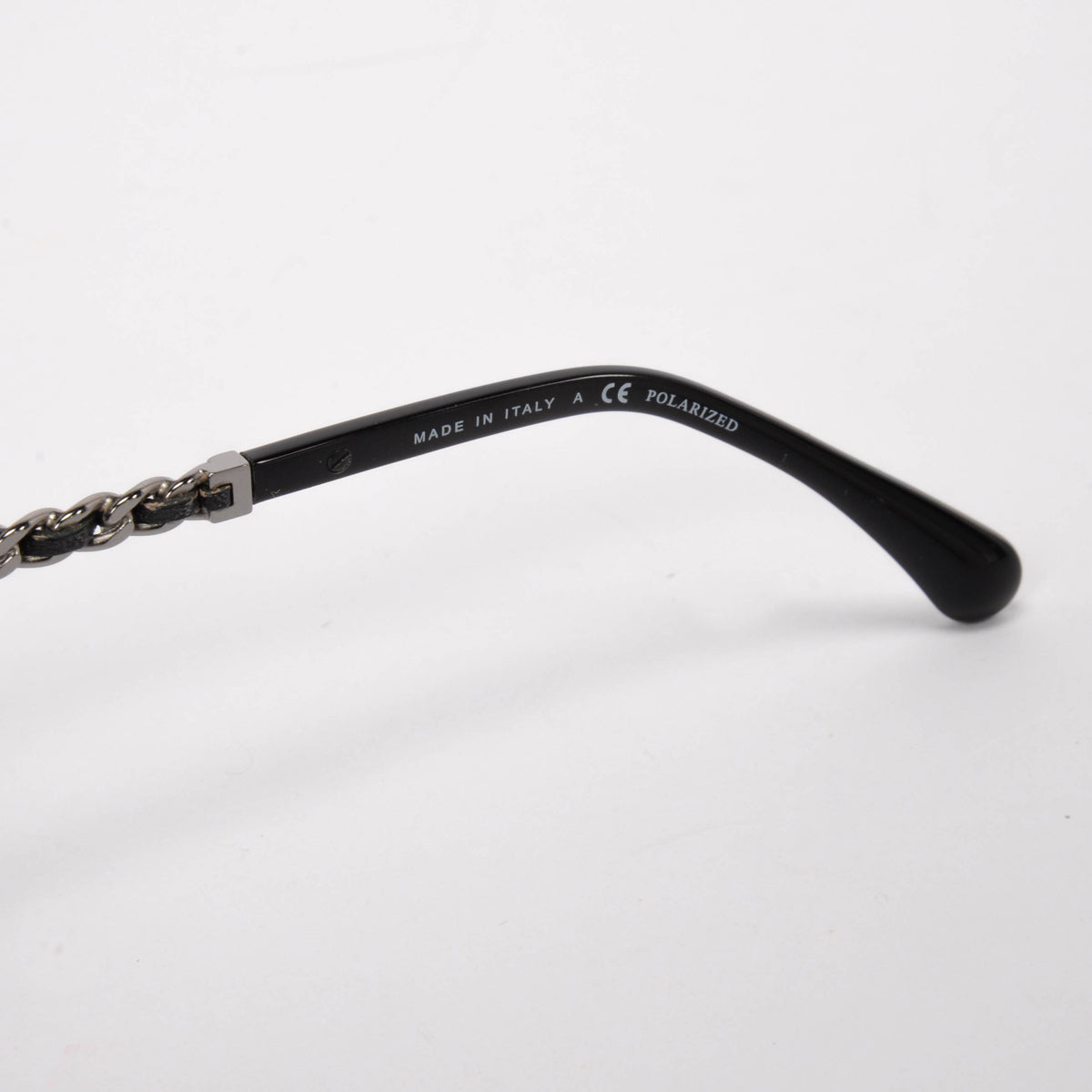 Chanel Black Leather CC Chain Pilot Sunglasses