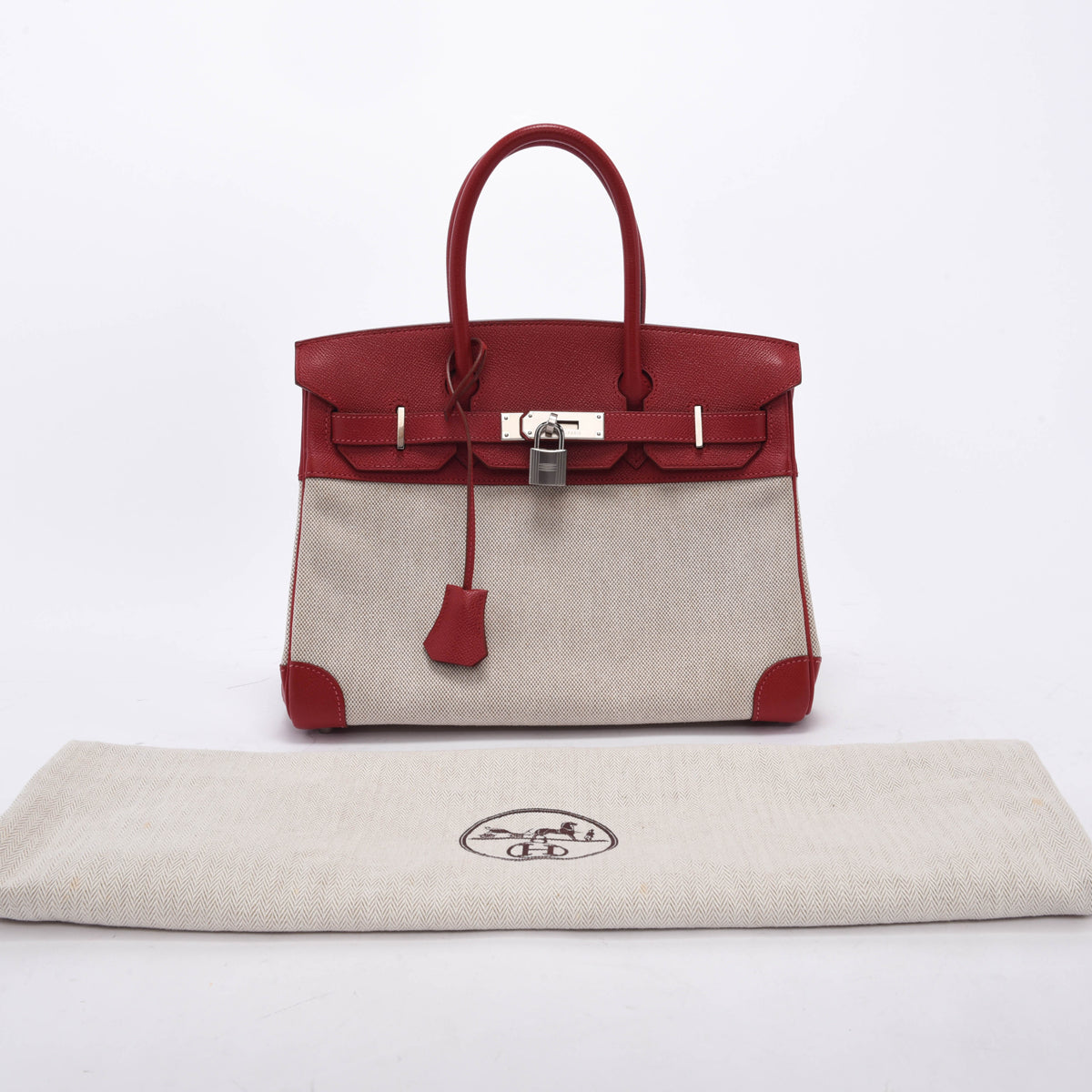 Hermes Rouge Vif Courchevel & Toile H Birkin 30 PHW
