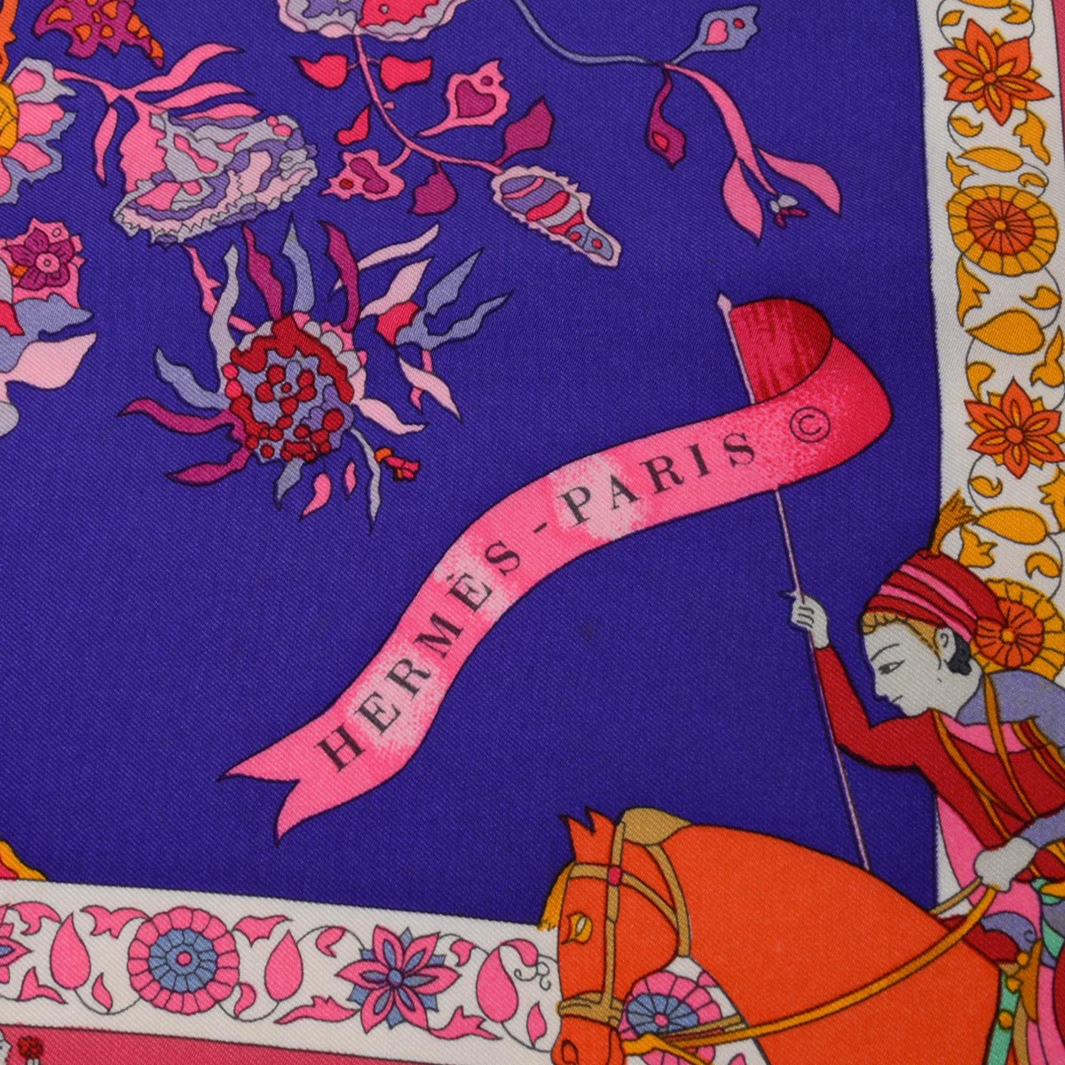 Hermes Purple Silk Fantaisies Indiennes Scarf