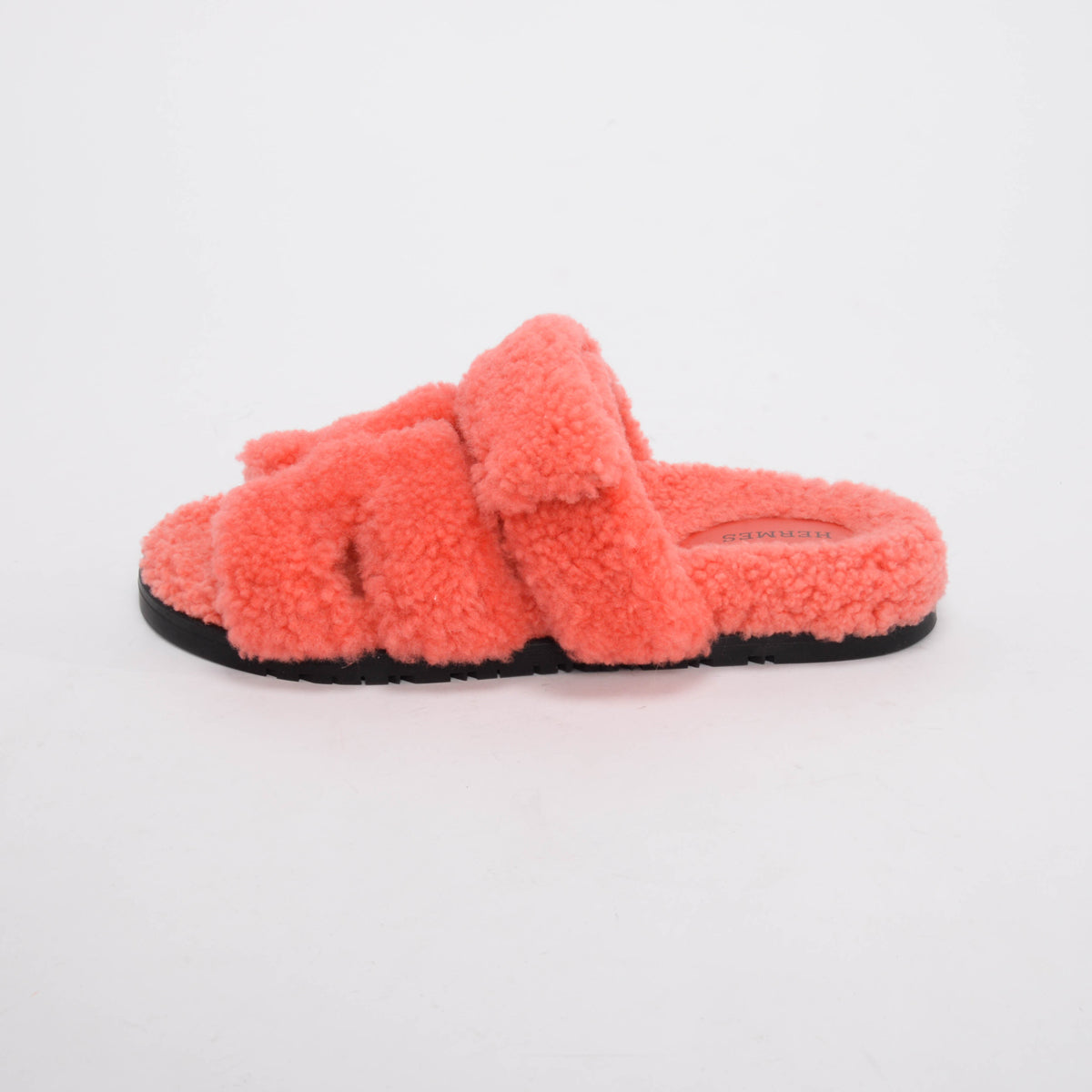 Hermes Rose du Désert Shearling Chypre Sandals 38