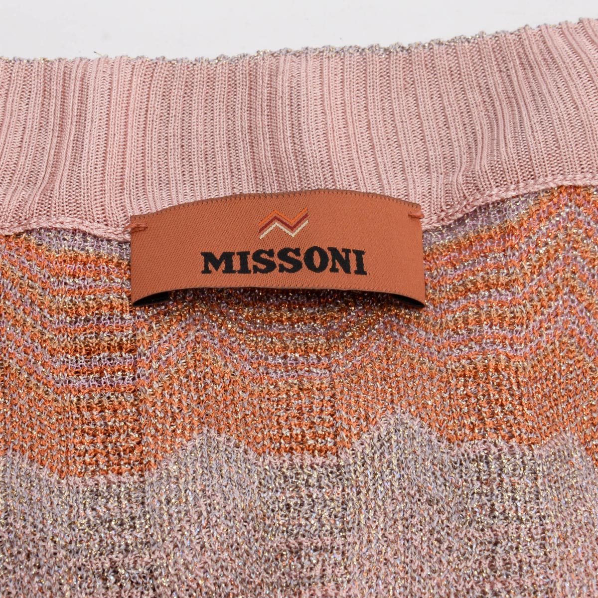 Missoni Orange Lurex Waves Chevron Belted Cardigan IT 40