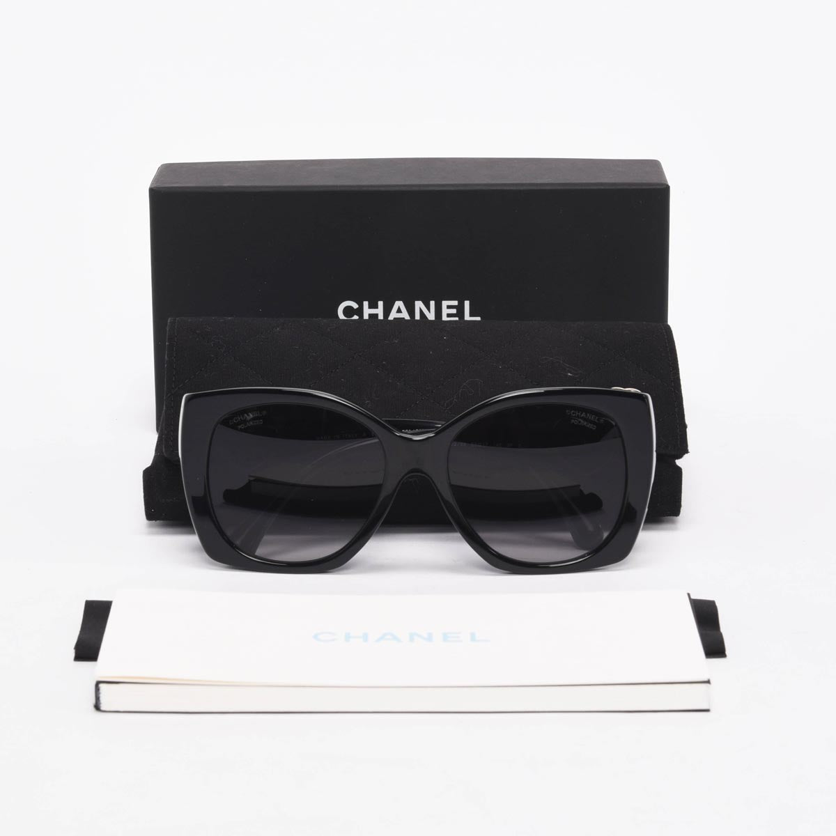 Chanel Black CC Heart Square Sunglasses