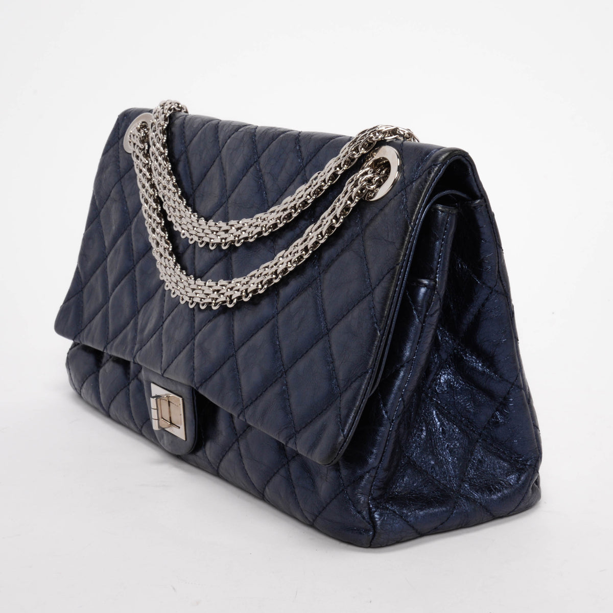 Chanel Blue Metallic Aged Calfskin 2.55 Reissue 227 Flap Bag
