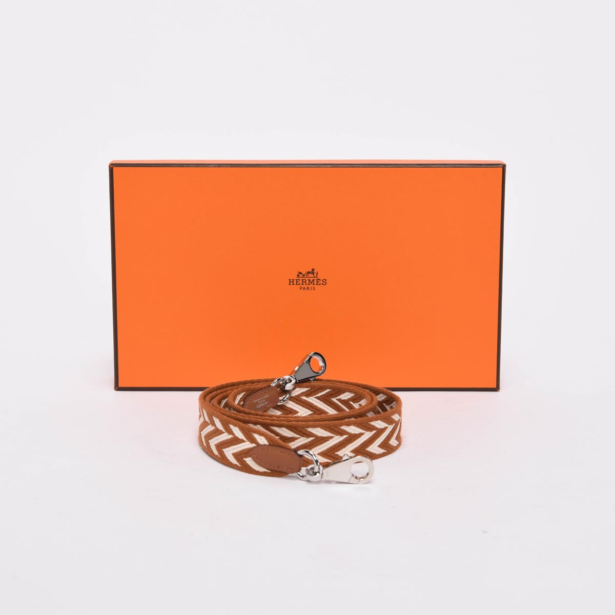 Hermes Tan Canvas Sangle Zigzag 25mm Bag Strap