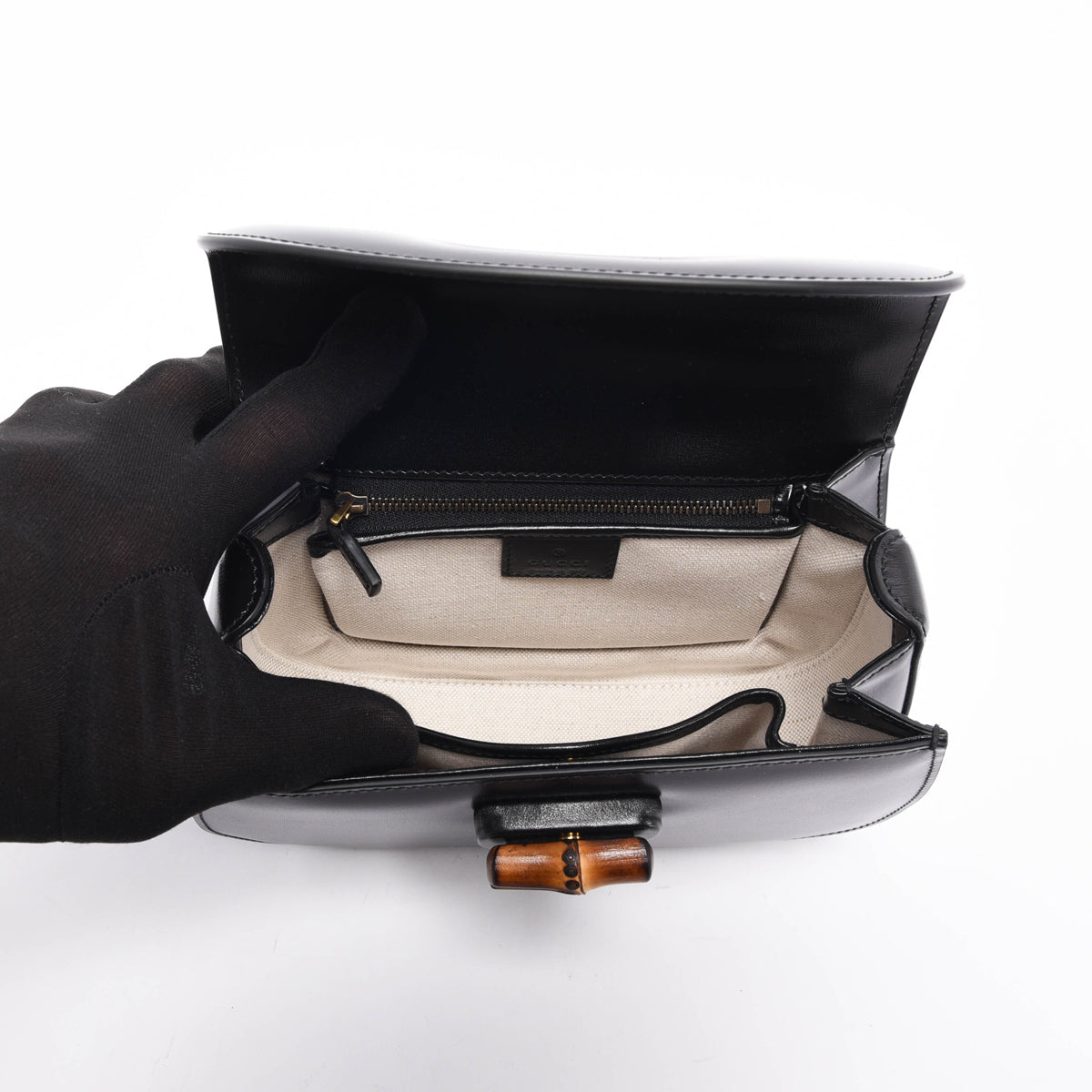 Gucci Black Calfskin Bamboo 1947 Small Bag
