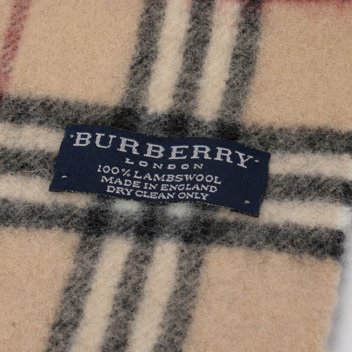 Burberry Beige Lambswool Nova Check Fringed Scarf