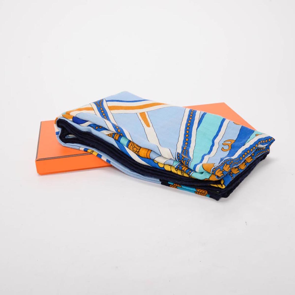 Hermes Blue Cashmere & Silk Balade en Berline Shawl