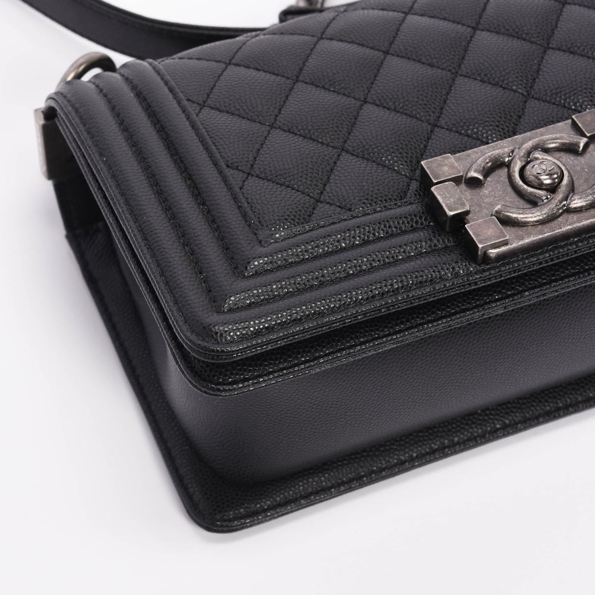 Chanel Black Quilted Caviar Small Boy Bag