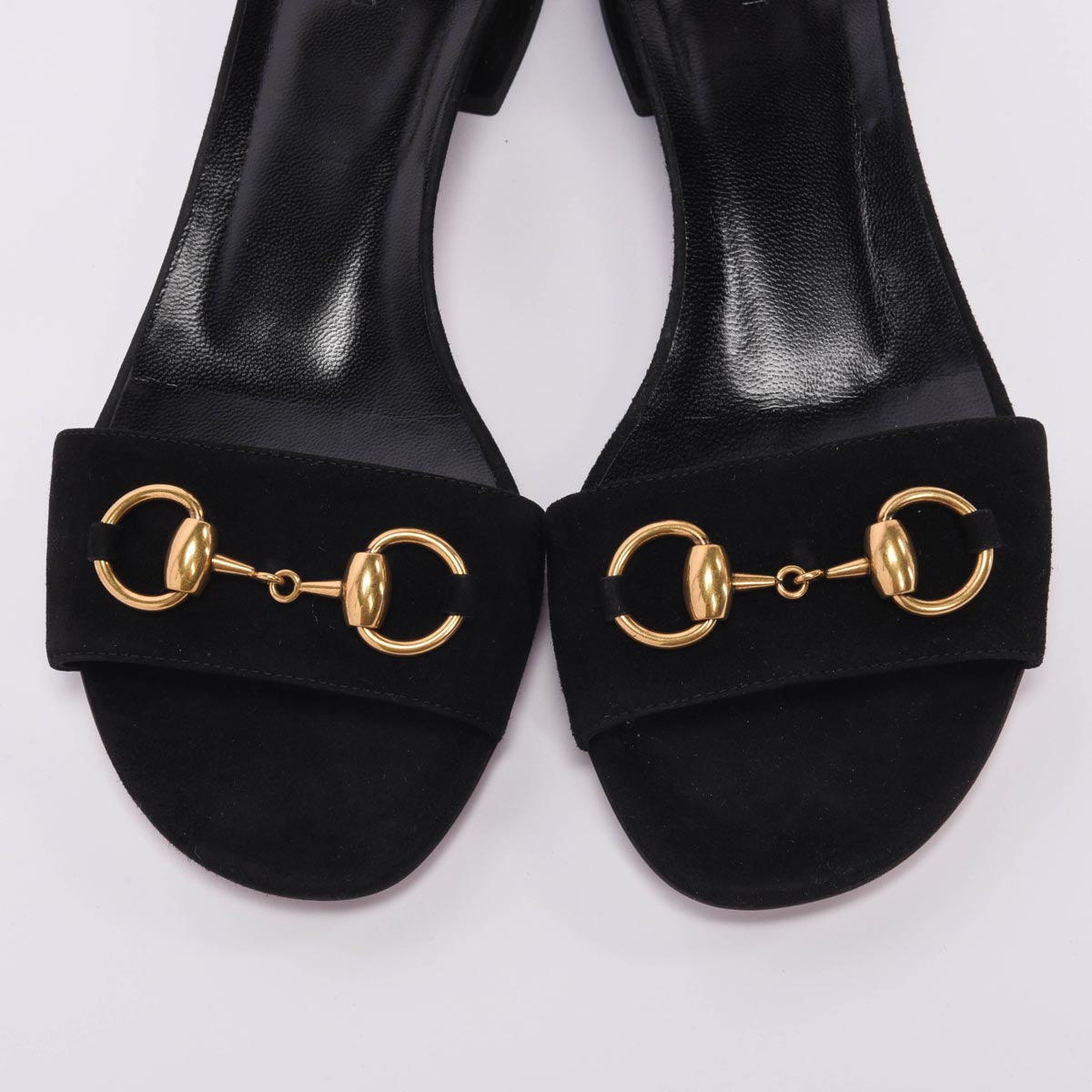 Gucci Black Suede Horsebit Sandals 37.5