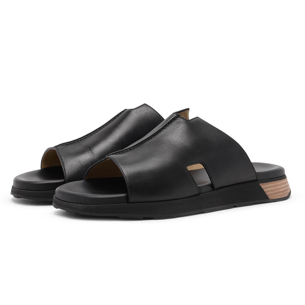 Hermes Black Calfskin Pharaon Sandals 43