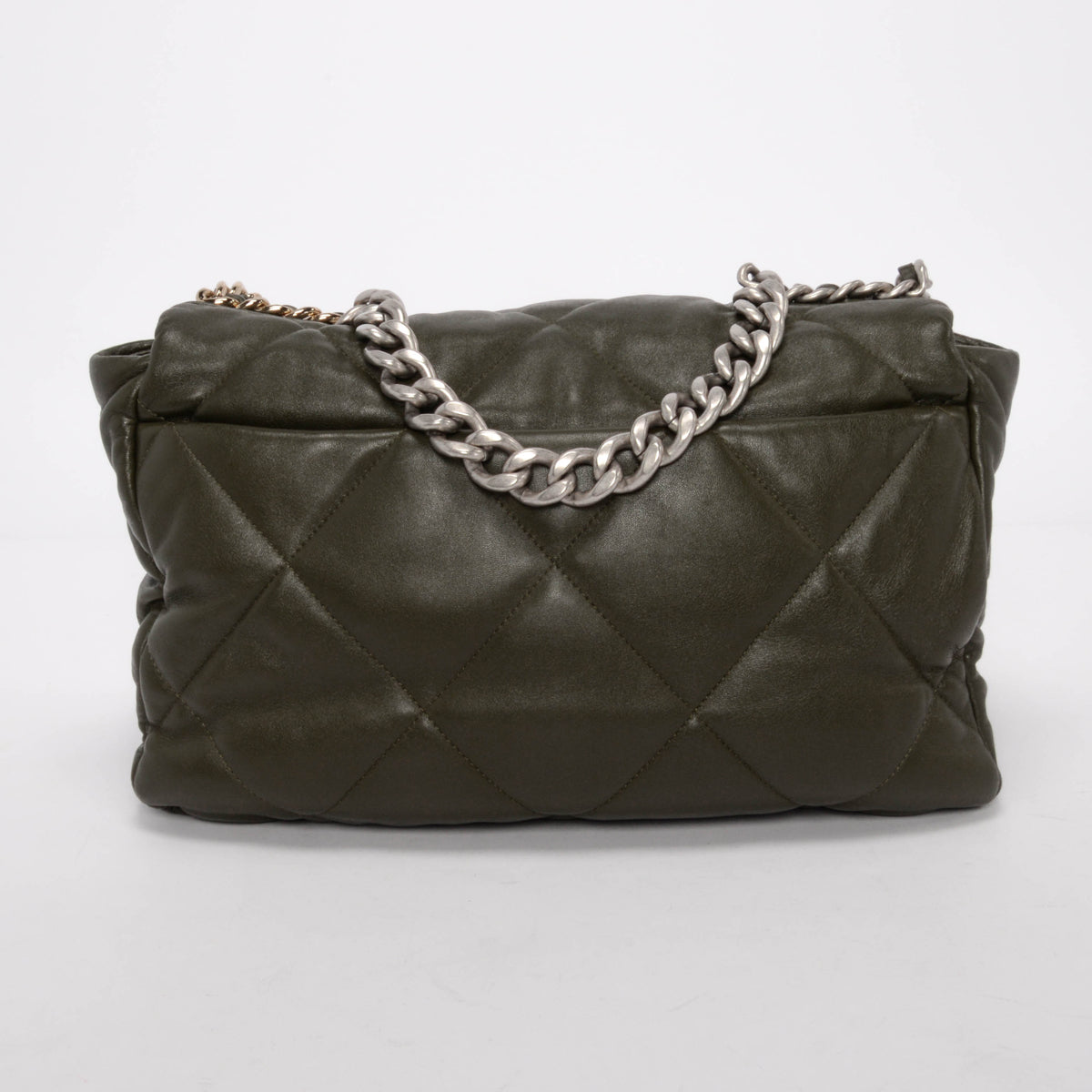 Chanel Khaki Goatskin Maxi Chanel 19 Flap Bag