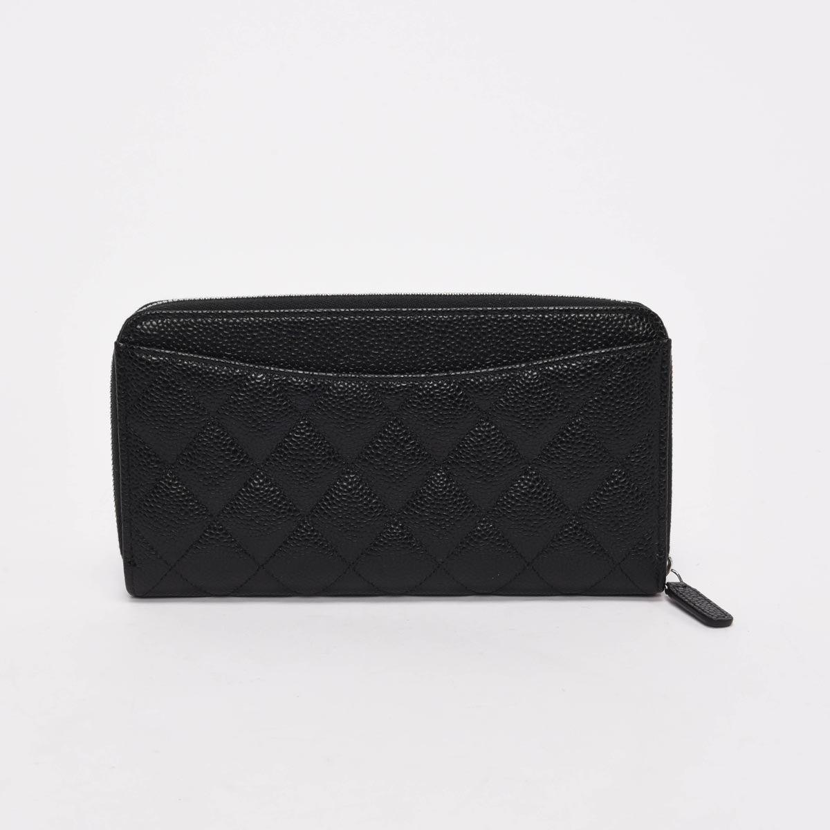 Chanel Black Quilted Caviar Long Zipped Wallet