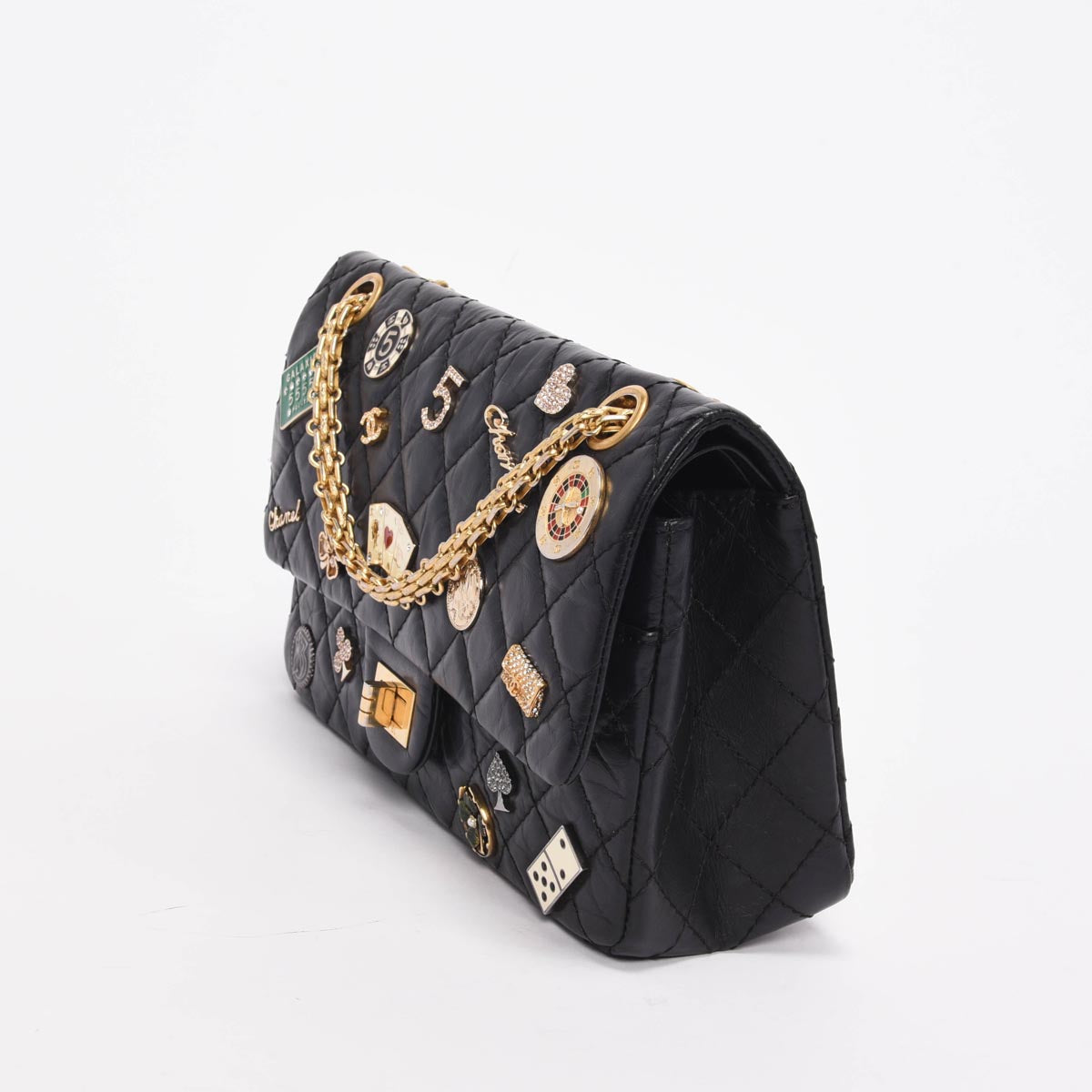 Chanel Black Quilted Calfskin Casino Lucky Charms Re-Issue Flap Bag