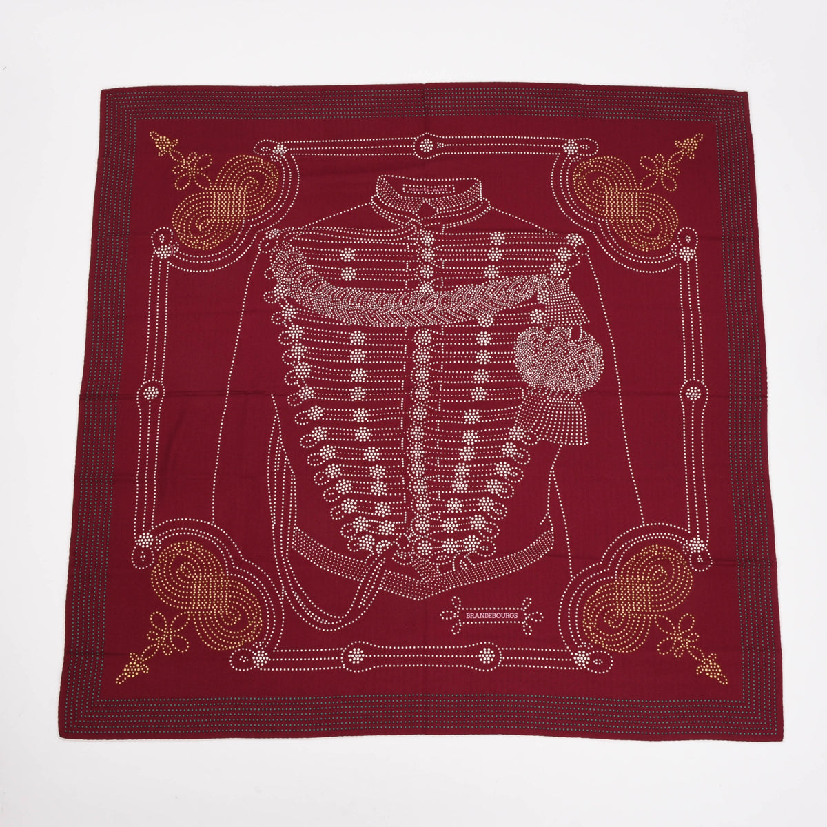 Hermes Bordeaux Cashmere & Silk Brandebourgs Points Shawl