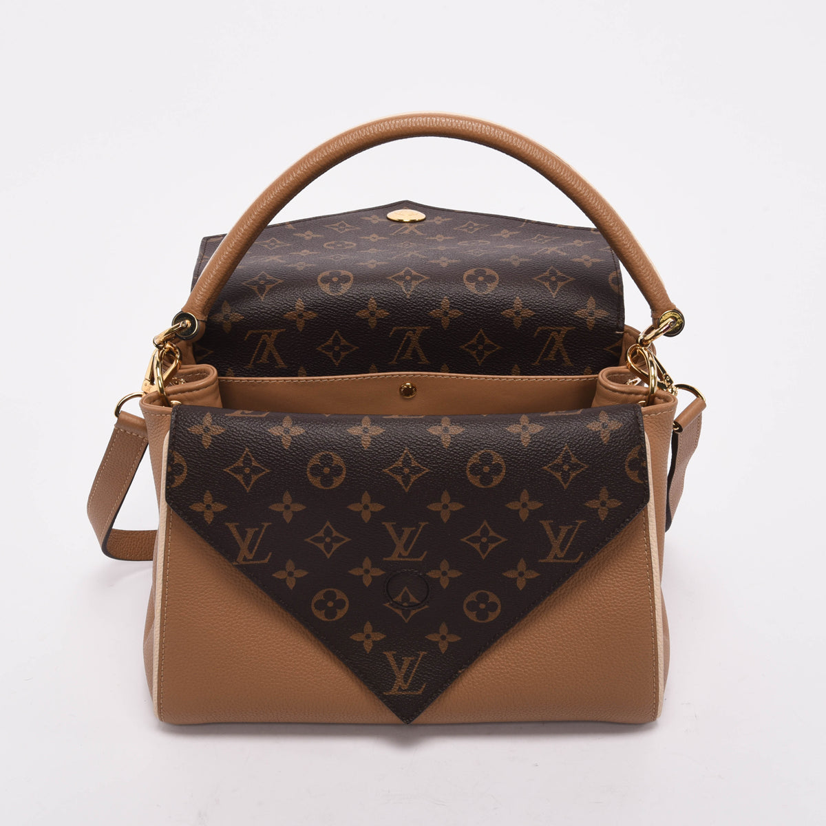 Louis Vuitton Sesame Grained Calfskin & Monogram Double V Bag