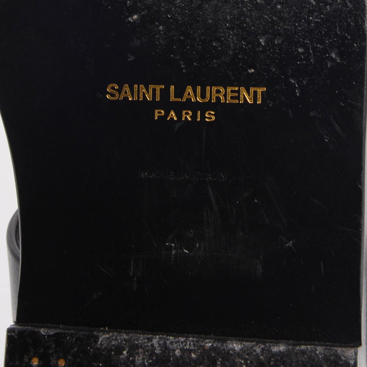 Saint Laurent Black Leather Cassandre Slides 40