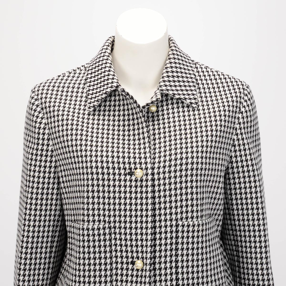 Dior Black & White Wool Houndstooth Jacket FR 40