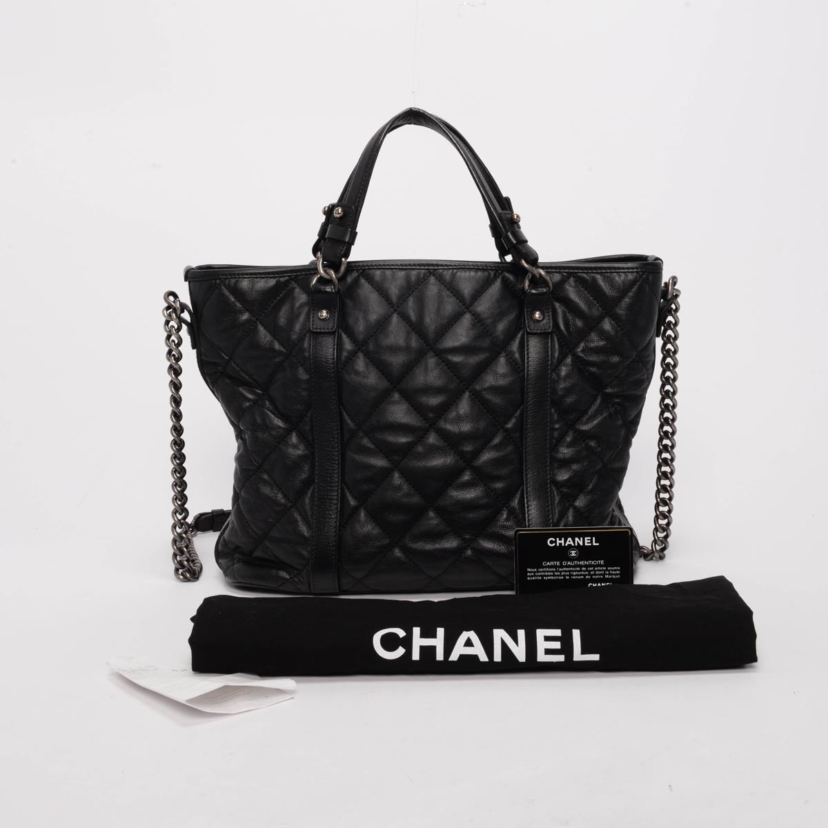 Chanel Black Quilted Calfskin Small Casual Riviera Tote