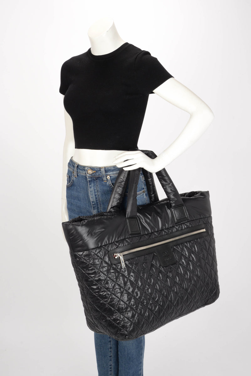 Chanel Black Quilted Nylon Coco Cocoon Large Tote