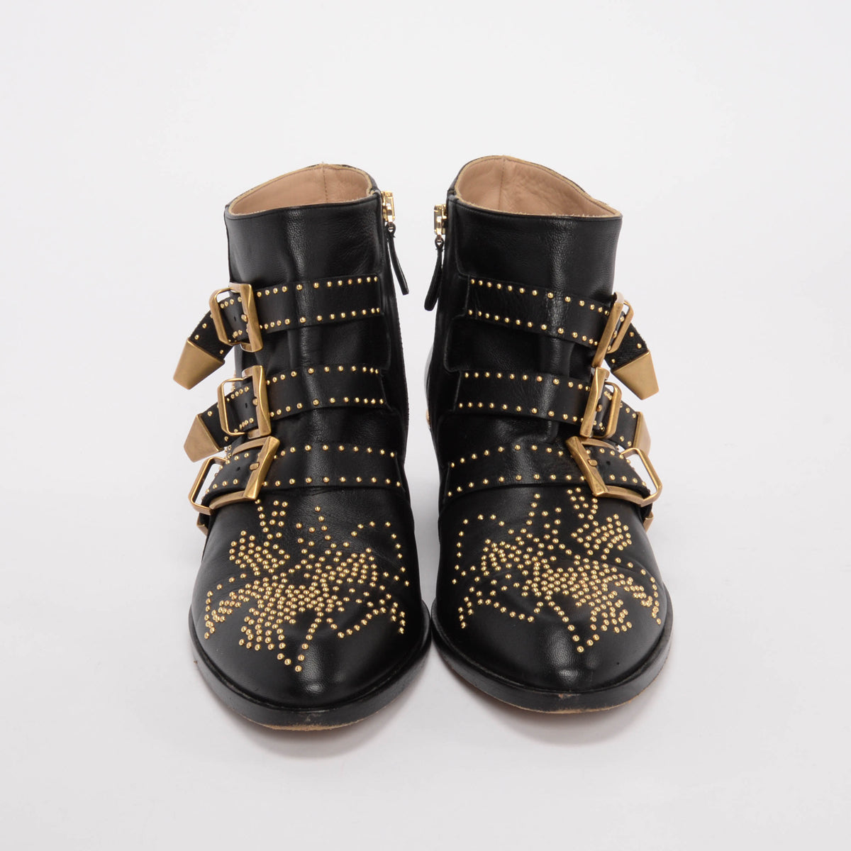 Chloe Black & Gold Studded Susanna Boots 39