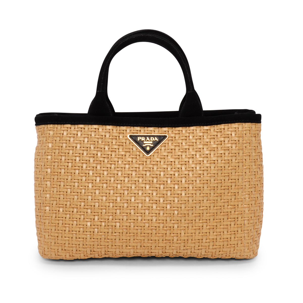 Prada Black Woven Raffia Basket Tote